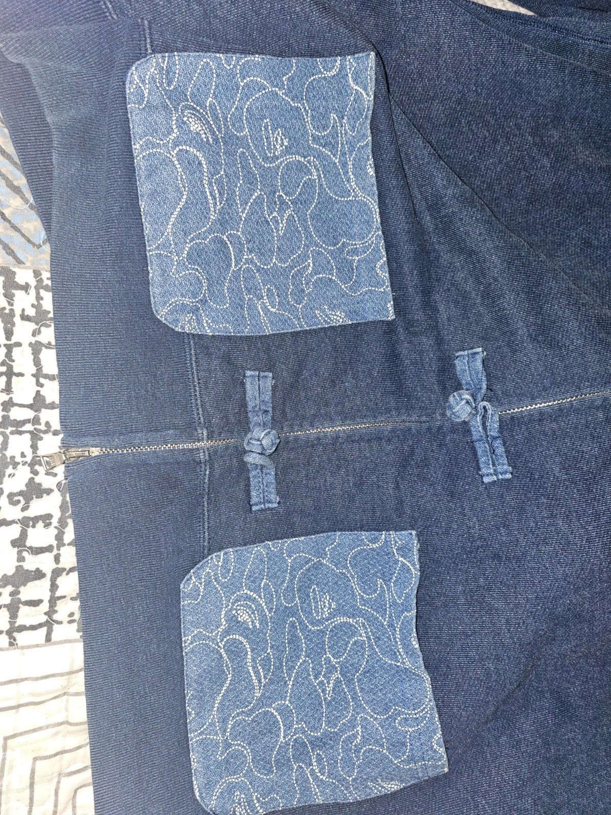 A BATHING APE (BAPE) Felpa con cappuccio zip Bape Indigo Shark Button **MOLTO SUPER RARA FELPA CON CAPPUCCIO BAPE*** taglia 2XL