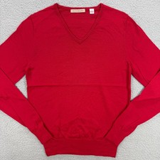 Suéter Uniqlo Para Hombres Pequeño S Rojo Cuello en V Lana Merino Tejido Pullover Manga Larga 2