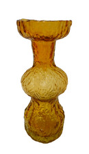 VINTAGE AMBER BARK ICE TEXTURED 'OLD COLONY' JAPAN ART GLASS VASE