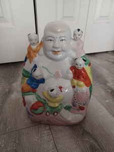 Antique Handpainted Ceramic Buddha