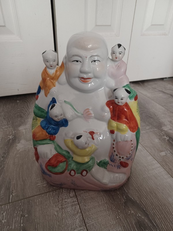 Antique Handpainted Ceramic Buddha