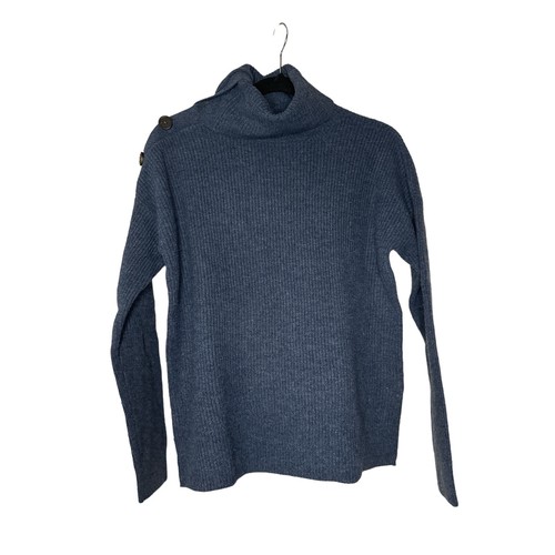 Madewell Damen Langarm Knopfleiste Rollkragen Pullover Gr. S Blau Neu mit Etikett - Bild 2 von 9