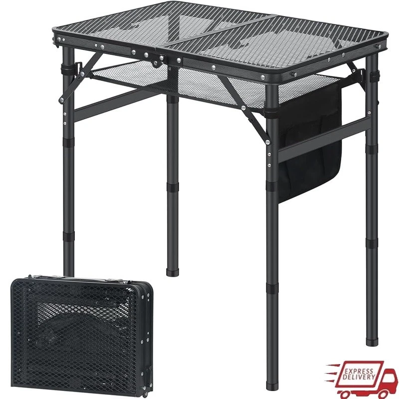 Adjustable Portable Grill Table Lightweight Folding Outdoor Cooking Station New