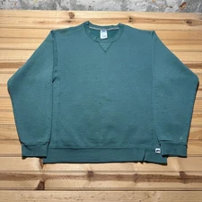 Vintage 90s Russell Athletic Blank Fleece Crewneck Pullover Sweatshirt - Large