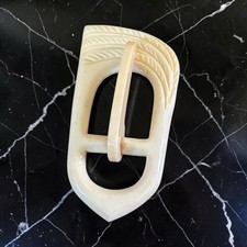 Art Deco Cream Celluloid Belt Buckle Carved Cream Vanity Fair Flapper 1920s