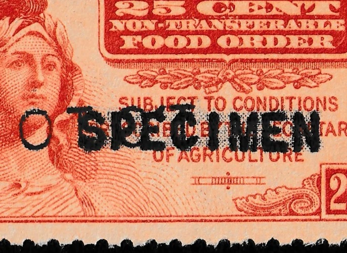 FOOD STAMP COUPON USDA TOKEN  stamp  ONE 25c ORANGE SPECIMEN - Image 2 of 4