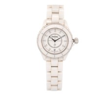 Chanel J12 White Ceramic Diamond Dial Watch 38mm H0968 Box & Papers