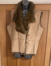 Jfw - Size 16 Camel & Brown Suede & Faux Fur Gilet