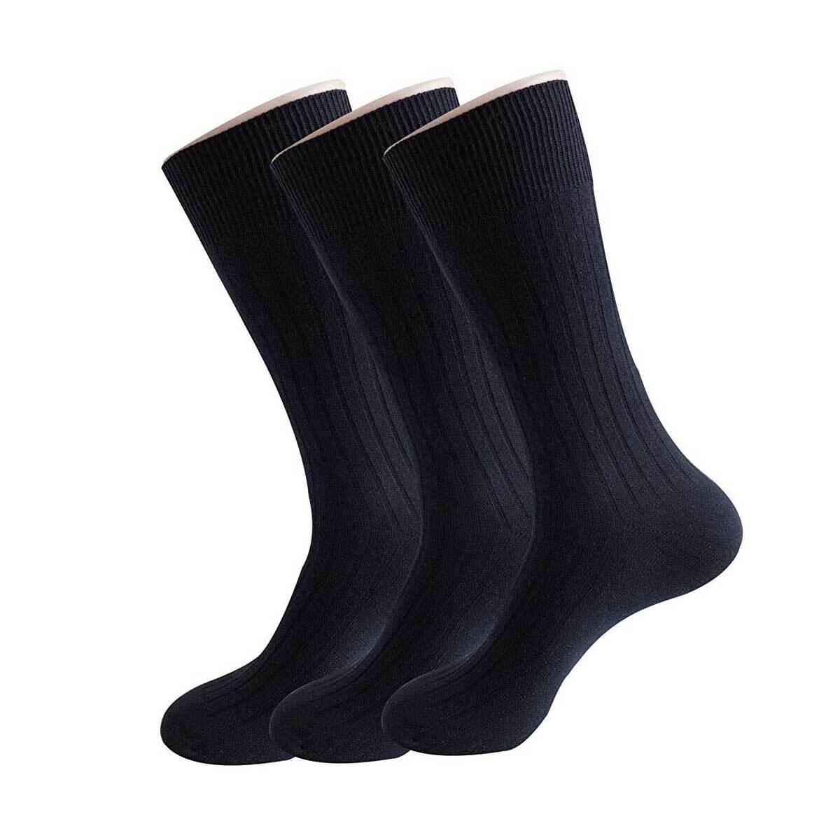 R RELAXIFE Mens Classic Cotton Dress Socks Thin Lightweight For Office Business Non-binding Comfortable Casual Crew Socks Black 6 Pack