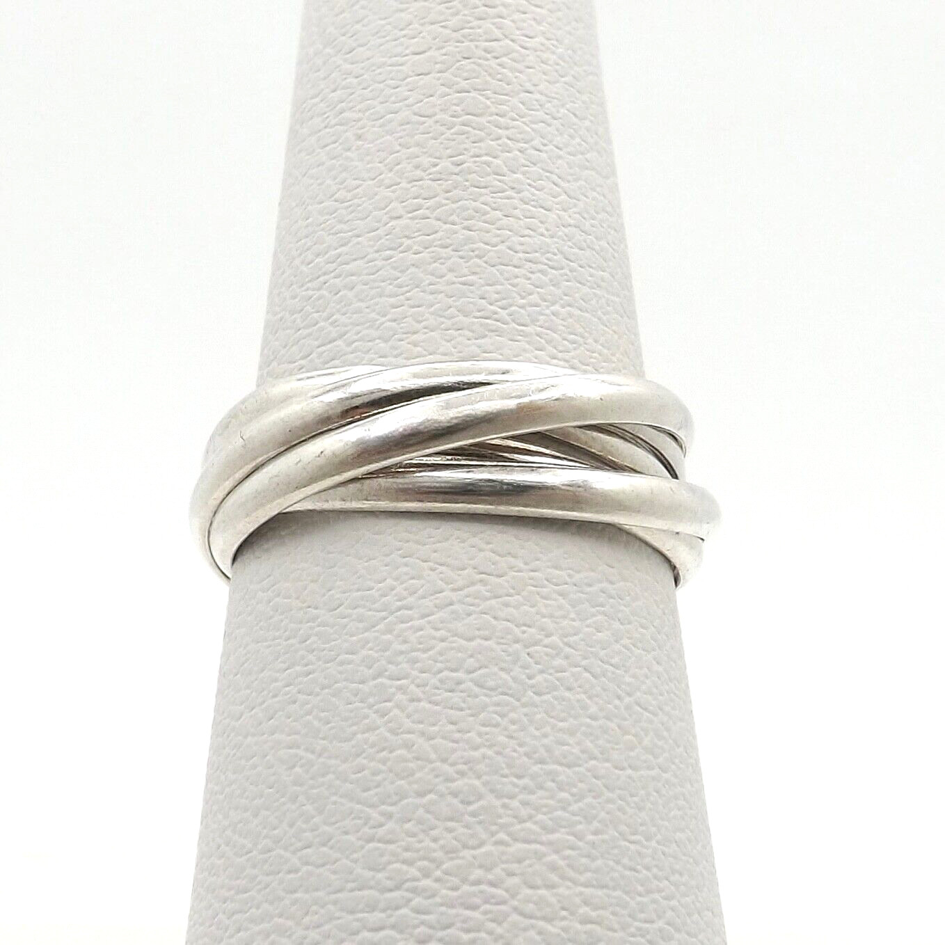 Sterling Silver 5 Rolling Interlocking Wedding Ba… - image 1