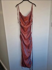 Pretty Little Thing Pink Metallic Shimmer Two-Tone Cowl Neck Maxi Dress 10 / 38
