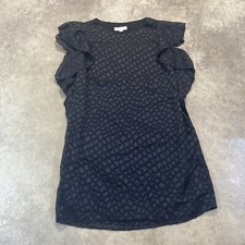 Michael Kors Dress Womens 1X Black Flutter Sleeve Lightweight Knee Length Plus