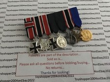 German WW2 1957 Veteran Bundeswehr 7 Miniature Medal Bar Iron Crosses LW FLAK