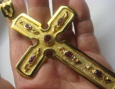 Pectoral Cross for Bishops and Priests - Gold plated - 282Red