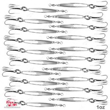 20pcs Fish WOW!® 1oz Fishing Diamond Jigs Chrome Jigging Lure Bait Treble Hook