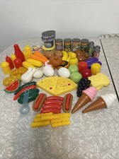 Rubber Plastic Play Food Kitchen Lot. Over 70 Pieces. Canned Goods 