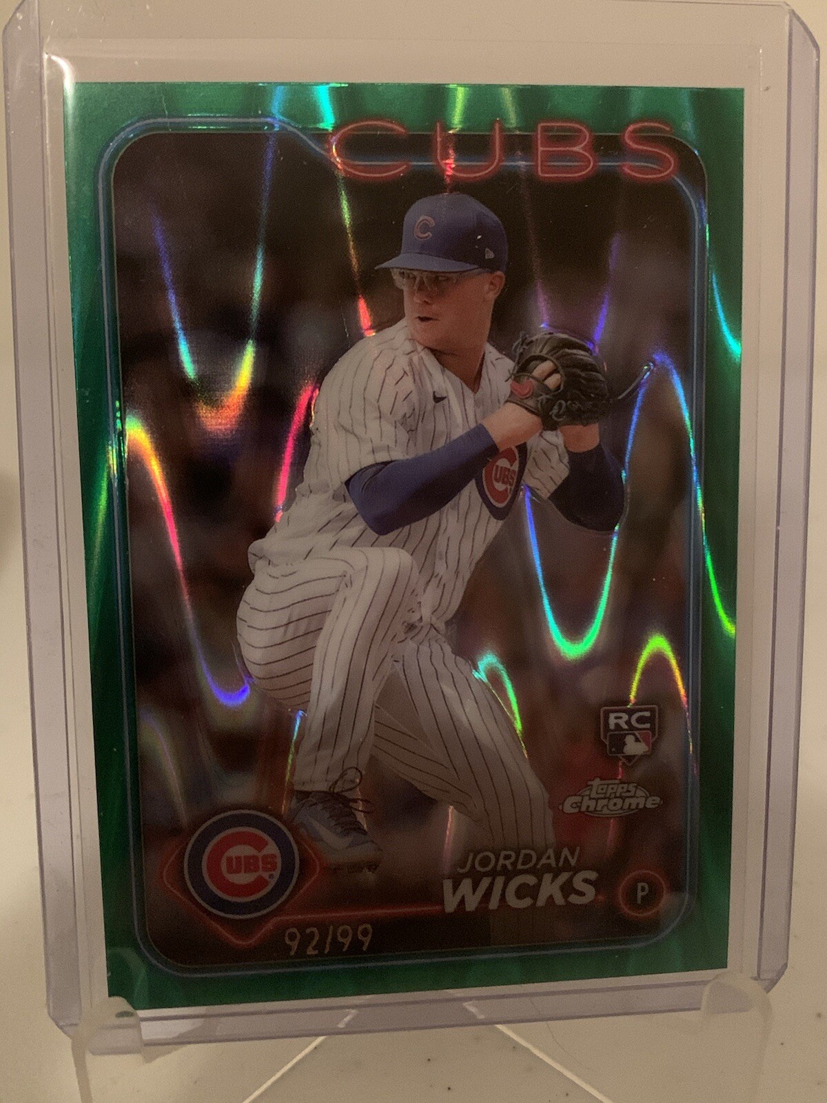 2024 Topps Chrome Jordan Wicks Green Wave /99 #67   - Chicago Cubs RC