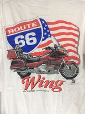 Route 66 Wing Across America  s Highway White T-shirt Large KWB 1992 Motorcycle