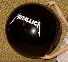 36" METALLICA Inflatable Beach Ball - Jet Black Vinyl Concert Tour Beachball