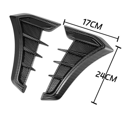 2x Black Carbon Fiber Side Vent Car Air Flow Fender Grille Decor Universal - Picture 2 of 9