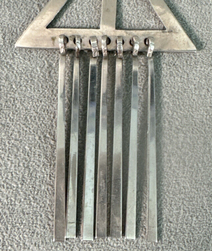 Vintage Tipi Pin Tie Tac Lapel Hat Sterling Silver Hand Stamped Teepee Cross - Picture 9 of 10