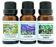 3 Oils Juniper Wood Lavender, Lavender, Cedarwood Amber 1/2oz Crazy Candles