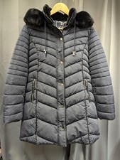 Klass Women's Padded Faux Fur Trim Coat Ladies Long Sleeve Hooded Winter Jacket