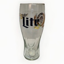 Rare Miller Lite 22oz Gold Rimmed Gold Decal Pilsner Glass, 7.25” BRAND NEW
