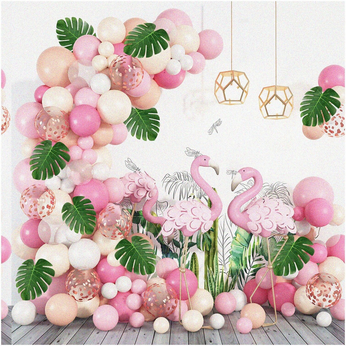 Flamingo Paradise Balloon Arch Kit - 132pcs Pink & Peach