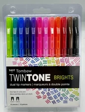 Tombow TwinTone Dual Tip 12 Marker Set BRIGHTS