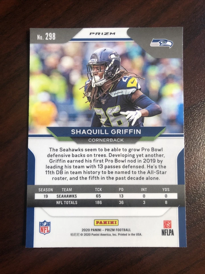 2020 Panini Prizm Shaquill Griffin Light Blue Prizm Seattle Seahawks - Image 2 of 2