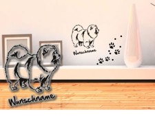 Wandtattoo Chow Chow  H134 Hundepfoten Wunschname Tatze