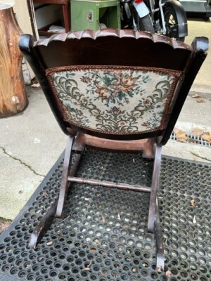 Vintage Folding Wooden Rocking Chair Victorian Sewing Rocker Nursery