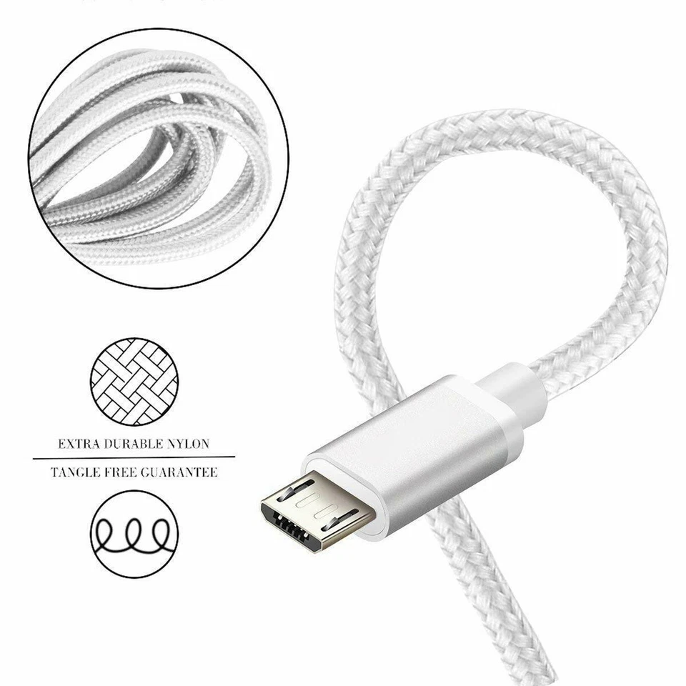 10Ft Micro USB Charger Data Sync Cable Cord For Android Samsung Google HTC LG - Image 3 of 4