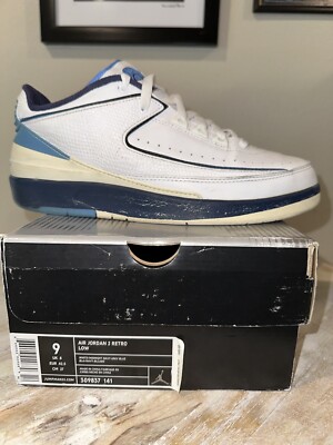 Jordan Air Jordan 2 ホワイト/ブルー 2004 Nike Air Jordan 2 Retro Low Shoes Sz. 9 White/Midnight-Navy