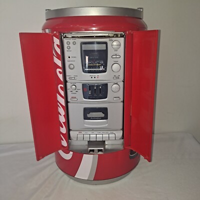 VINTAGE LARGE COCA-COLA SODA CAN ELECTRIC RADIO, CASSETTE, CD