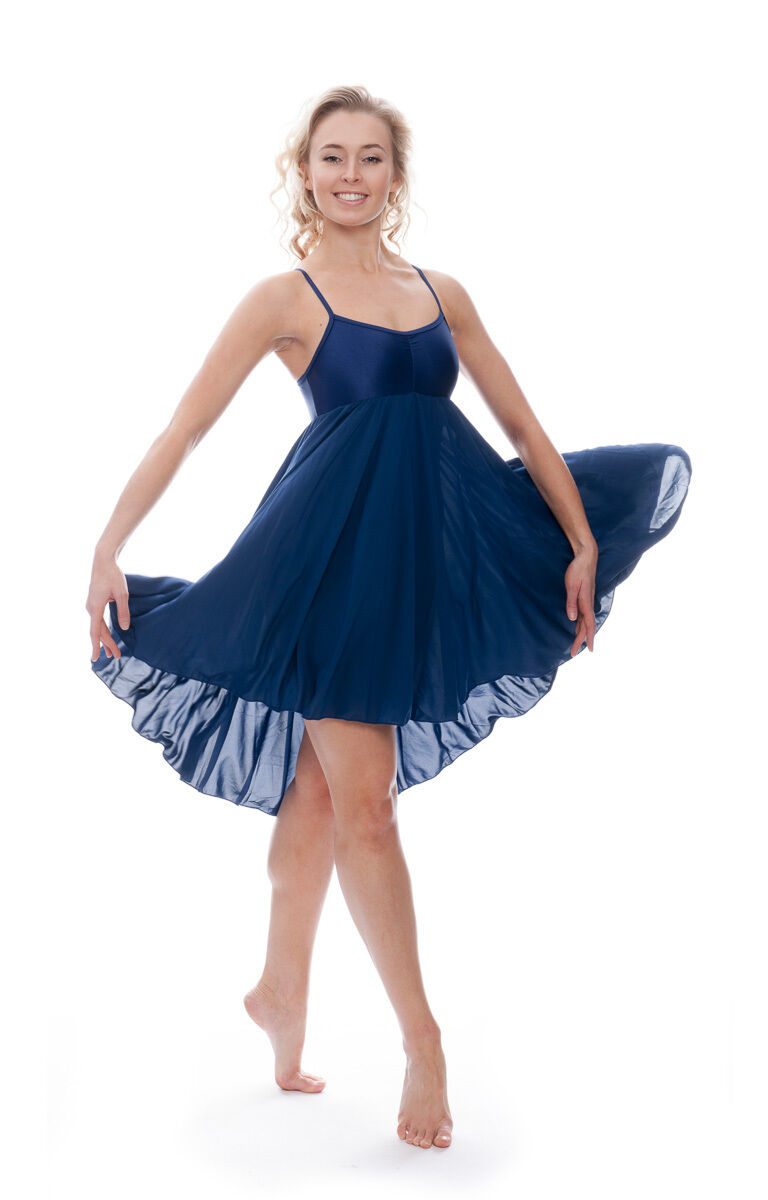 Ladies Girls Navy Blue Lyrical Dress Contemporary Ballet Dance