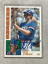 1984 Topps Pete O'Brien On Card Blue Auto #534 Texas Rangers Seattle Mariners