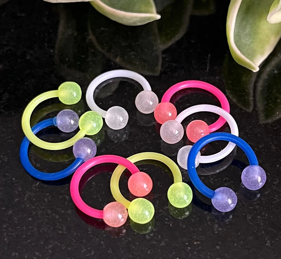 ПАРА Светящихся в Темноте Гибких Круглых Штанг Перегородка Бровь Соски Трагус Кольцо - Изображение 3 из 4