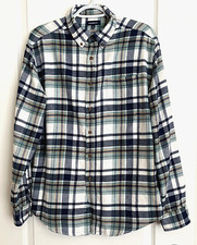 SONOMA Blue Gray Green Plaid Long Sleeve Flannel Shirt Men M