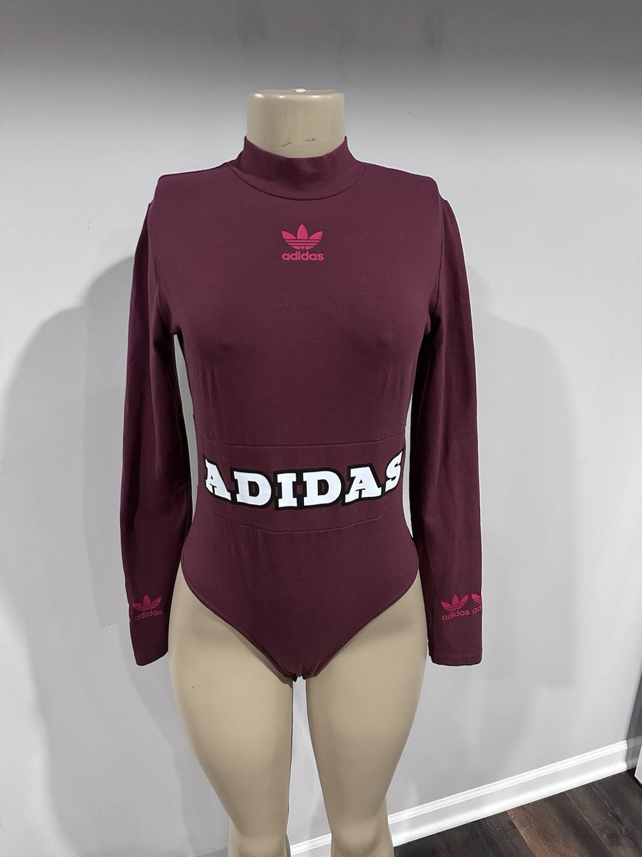 Adidas shirt Size Medium Women bodysuit One Piece Logo Long Sleeve