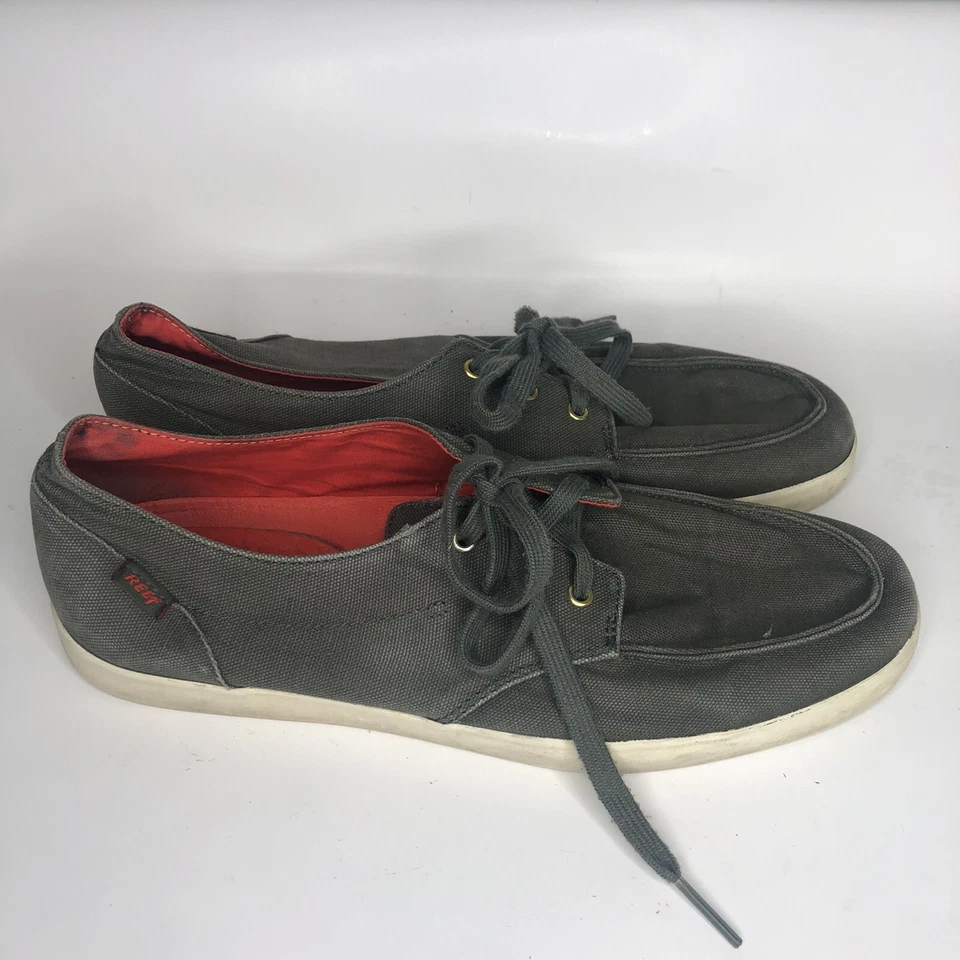 Reef лодки туфли на шнуровке кроссовки мужчин размер 12 зеленый текстильный верхний - Изображение 2 из 4