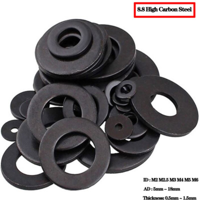 #ad M2 M6 Flat Washer Black 8.8 Grade Carbon Steel General Purpose Flat Washers $108.19