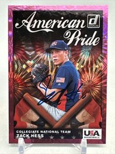 ZACK HESS  2019 DONRUSS AMERICAN PRIDE PINK FIREWORKS AP23 Signed Detroit Tigers