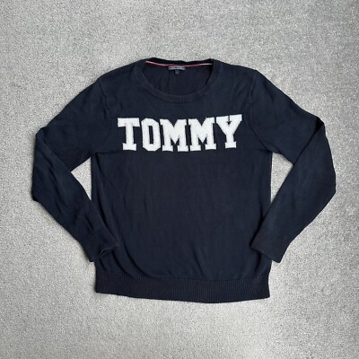 TOMMY HILFIGER Herren Pullover Langarm Gr. S Strickpullover Logo 2007 Blau