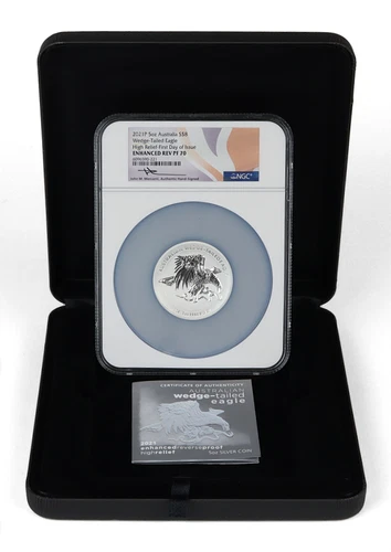 2021-P Australia $8 Silver HR Wedge Tailed Eagle 5 oz NGC PF-70 FDOI Mercanti