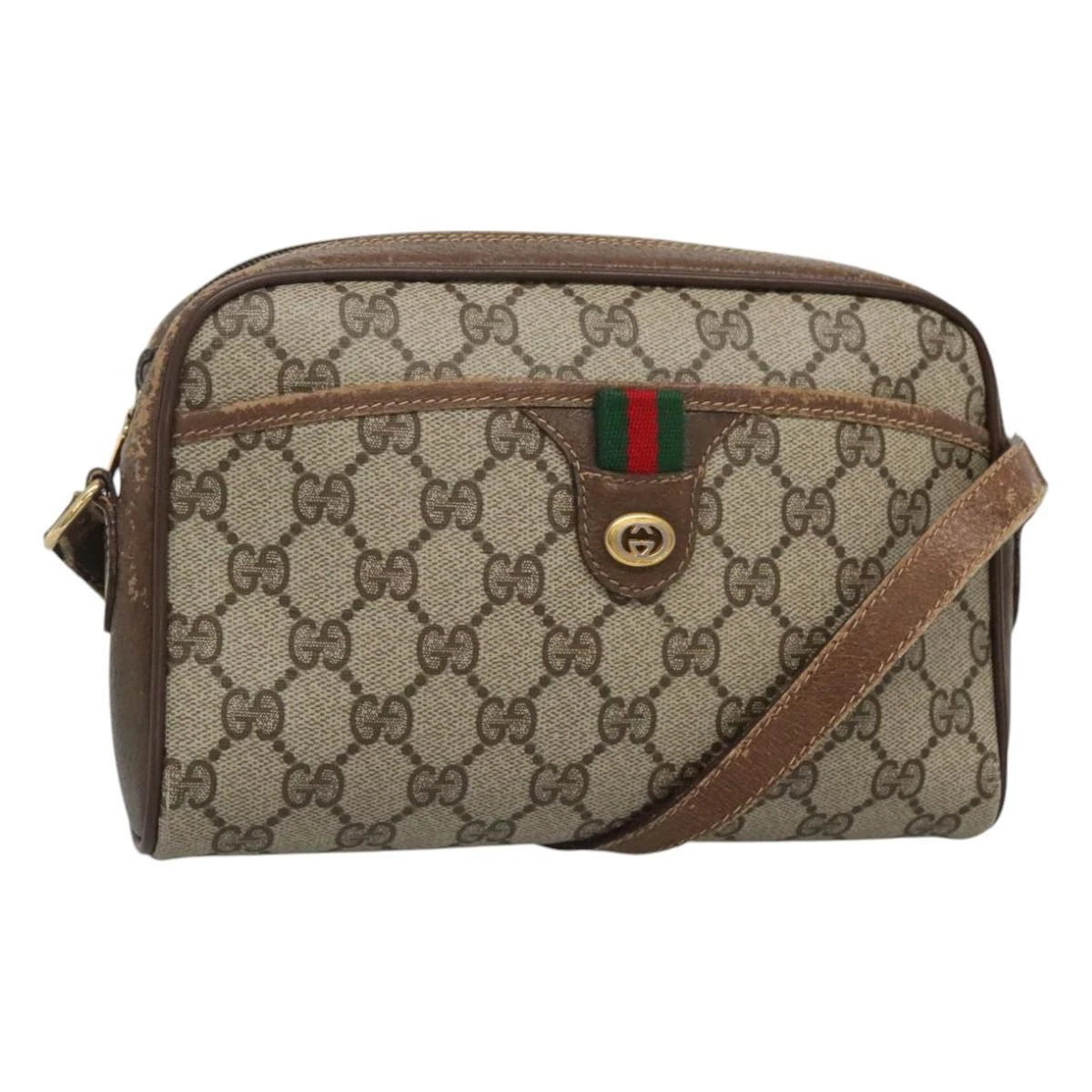 Sac GUCCI GG Supreme Web Sherry Line PVC beige or 116 02 089 authentique BD1622