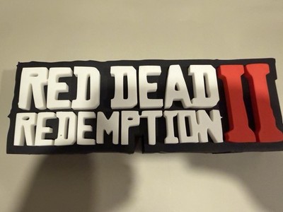 Red Dead Redemption 3D Effect Logo Wall Sign Plaque Black White Red