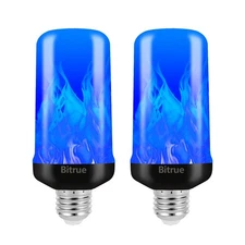 LED Flame Light Bulbs, 4 Modes Blue Flame Effect Bulbs, E26 Base Fire Light B...