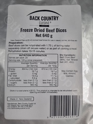 BACK COUNTRY CUISINE FREEZE DRIED MEALS - MEAL COMPLEMENTS - BULK PACK 640g - Picture 9 of 10